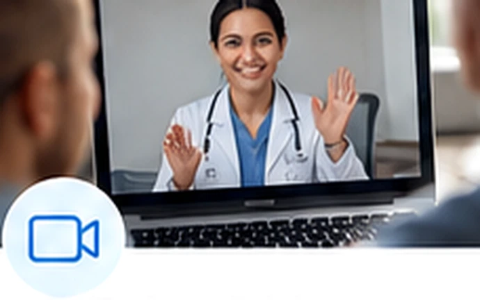 Physician speaking with a patient through a laptop video appointment